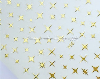 Nail Stickers Gold/Rose Gold Shiny Hollow Cross Little Star Design Craft DIY Self-Adhesive Manicure Art Tools