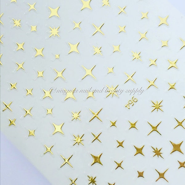 Nail Stickers Gold/Rose Gold Shiny Hollow Cross Little Star Design Craft DIY Self-Adhesive Manicure Art Tools