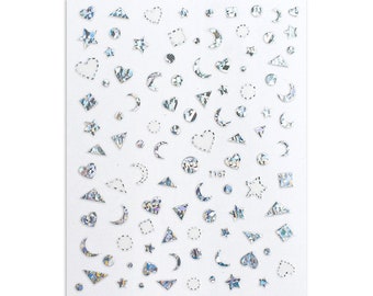 Zodiac Nail Stickers – Holographic Star and Moon Nail Art Decals