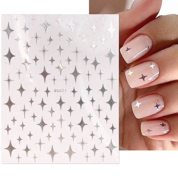 White L Designer Nail Stickers