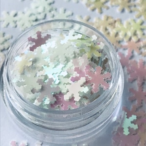 White Pearl Nail Body Craft Card Making Art Decoration Holographic Winter Christmas Snowflakes 3D Sequin Flakes Manicure Tools