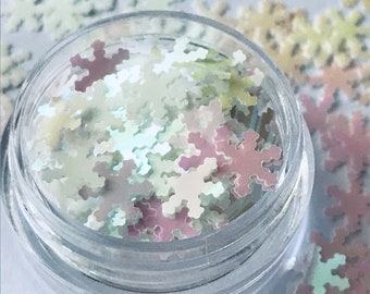 White Pearl Snowflake Nail Art Sequins–Christmas Winter Flakes for Nails, Acrylics&DIY Crafts