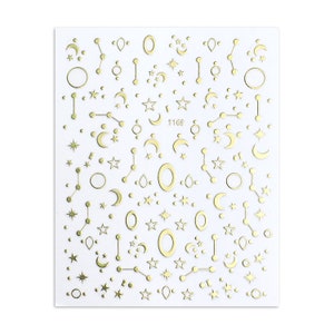 3D Nagel Aufkleber Gold glänzend Stern/Mond Sternzeichen Galaxie Design Abziehbilder selbstklebende Maniküre Kunst-Werkzeuge