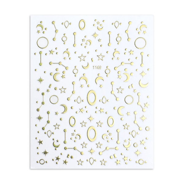 3D Nail Stickers gold shiny star/moon zodiac galaxy design decals self-adhesive manicure art tools