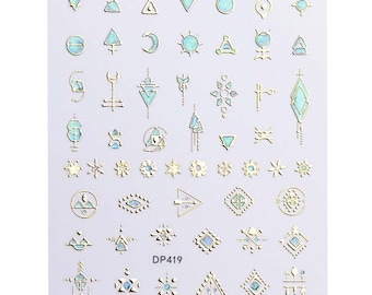 5d Celestial Pattern Nail Gold Embossed Stickers | Star Moon Jewel Decals | Manicure Decoration Tools