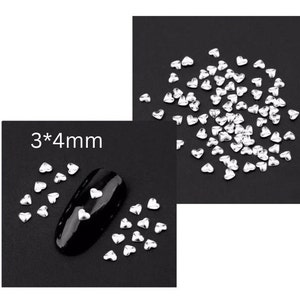 10pcs Nail Heart Stud | Silver Gold Metal Flat Back Heart | Valentine Nail Decor | Manicure Craft DIY Tool | Rivet Charm Decor Accessories