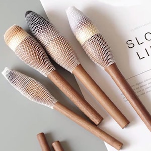 Eco friendly natural makeup brushes, vintage wood handle, high quality super soft vegan makeup brushes