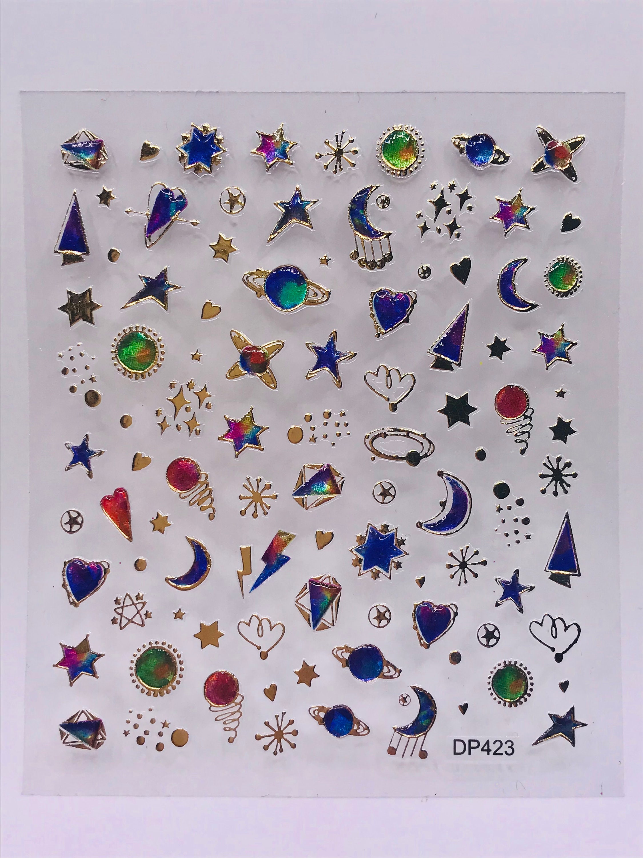 5d Gold Embossed Star Moon Jewel Nail Art Sticker Manicure - Etsy UK
