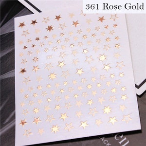 3D Rose Gold Shiny Star Design Nail Art Aufkleber Selbstklebende Maniküre Zubehör Werkzeuge