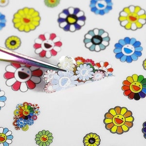 Sunflower Nail Decals Stickers Emoticons Smilling Face Decals Manicure Art Tools