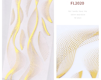 3D Gold Wave Line Nail Stickers: Self-Adhesive Manicure Art