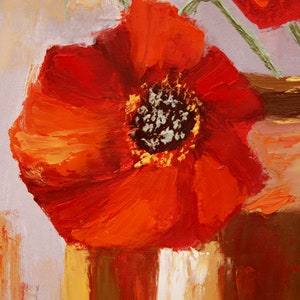 Poppy Painting Flower Original Art Still Life Artwork Floral Wall Art Field Flowers Oil on Canvas 16 by 12 by TetianaTereshArt image 8