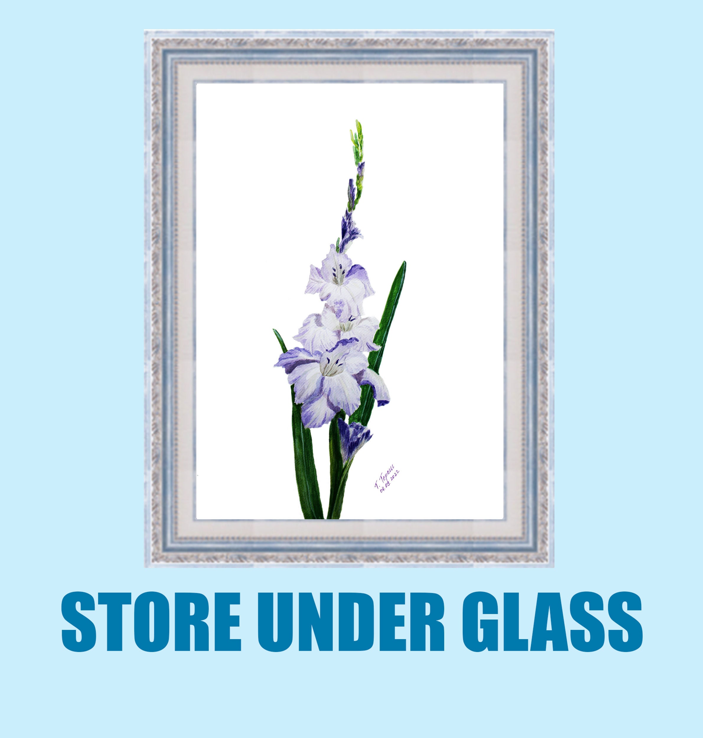 グラジオラスの絵画 花 オリジナル水彩画 花のアート 花のアートワーク