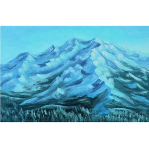 Alps Painting Mountain Original Art Landscape Artwork Italian Landscape Wall Art Hill Oil on Canvas 46&quot; by 30&quot; by TetianaTereshArt