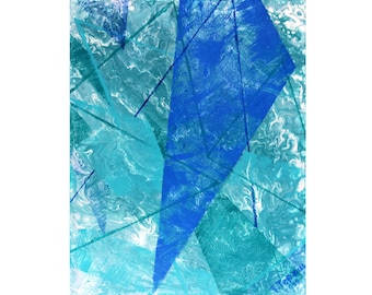 Triangle Painting Abstract Original Art Fluid Acrylic Art Geometric Artwork Pour Painting Acrylic on Canvas 20" by 16" by TetianaTereshArt