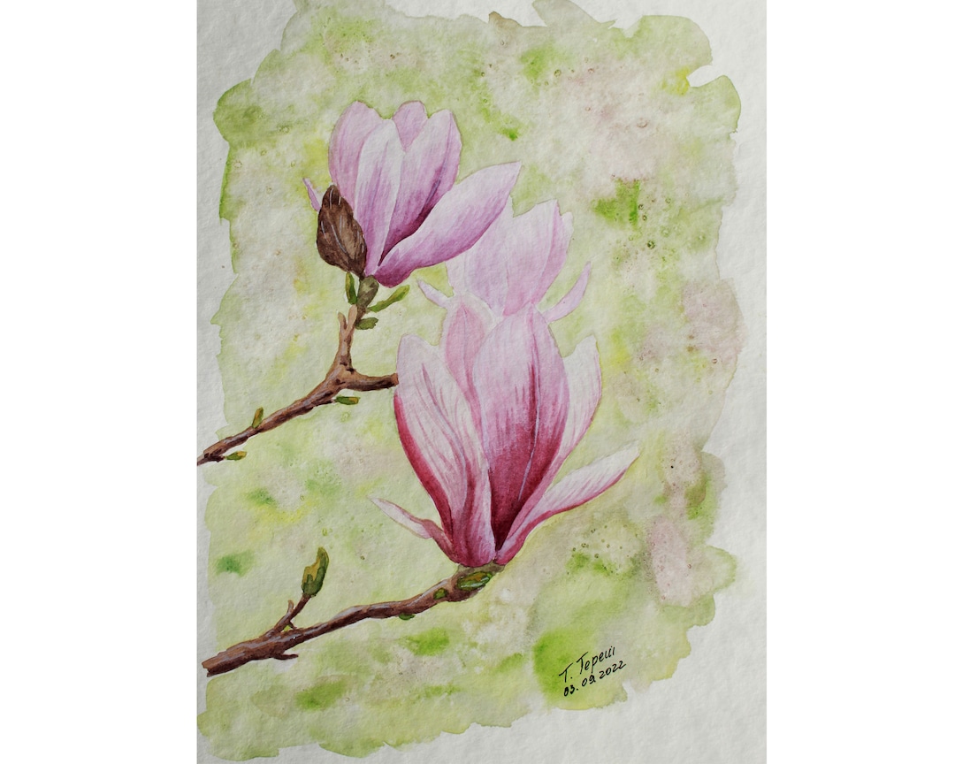 Magnolia Painting Flower Original Watercolor Art Floral Tree Wall Art ...