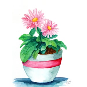 Daisy Painting Flower Original Watercolor Art Plant Artwork Chamomile Wall Art Floral Illustration 12&quot; by 8&quot; by TetianaTereshArt
