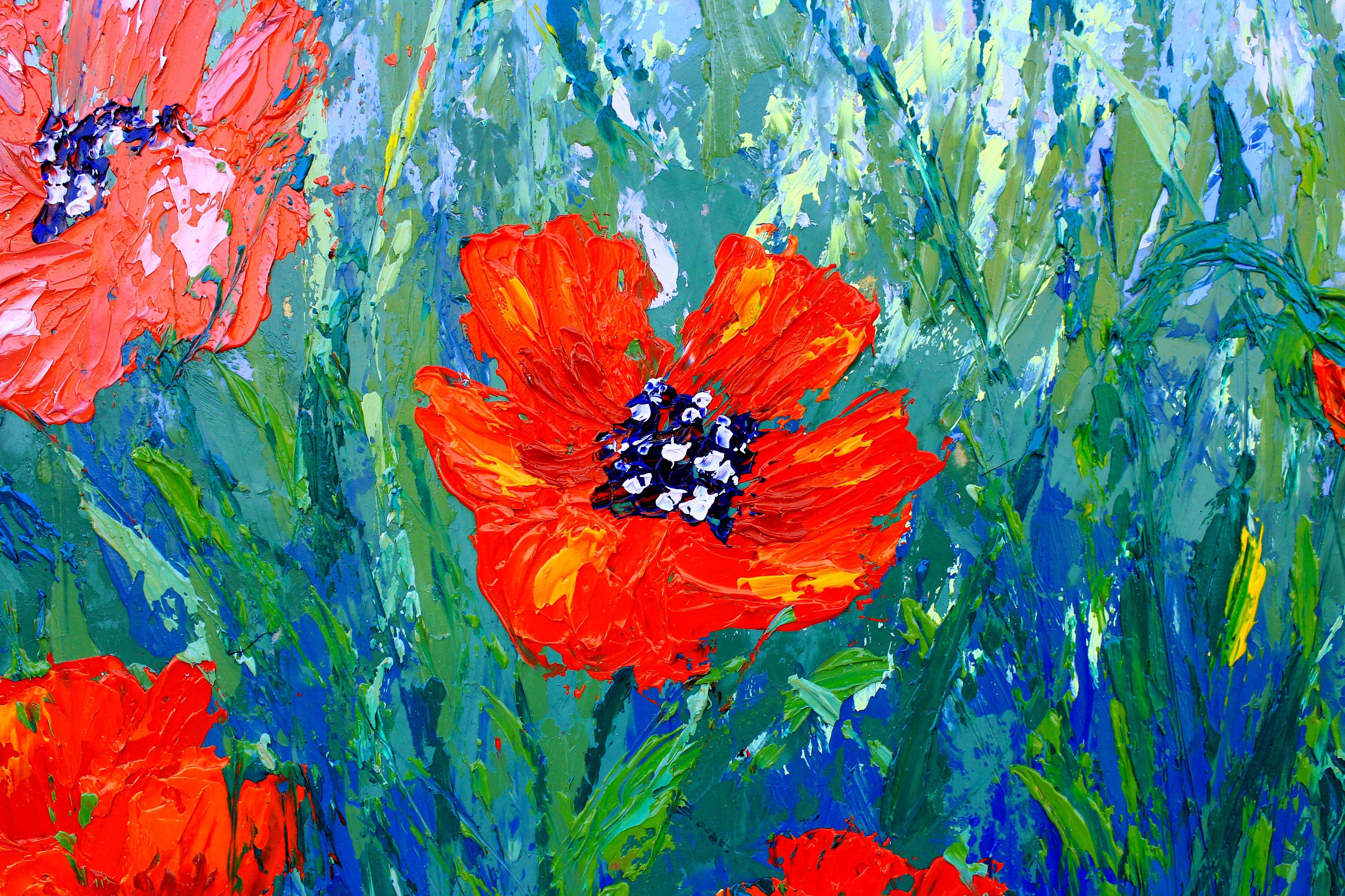 Poppy Painting Tuscany Original Art Flower Artwork Impasto Oil Painting ...