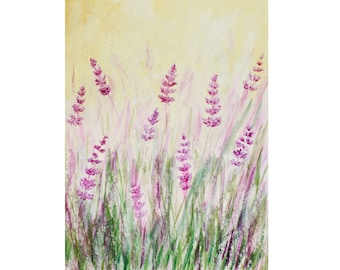 Lavender Painting Flower Original Watercolor Provence Art Floral Art France Artwork Lavender Wall Art 12" by 9" by TetianaTereshArt