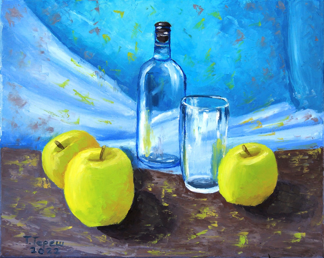 Apple Painting Still Life Original Art Kitchen Artwork Fruit Wall Art ...
