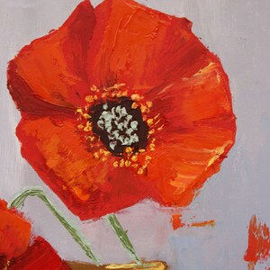 Poppy Painting Flower Original Art Still Life Artwork Floral Wall Art Field Flowers Oil on Canvas 16 by 12 by TetianaTereshArt image 7