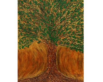 Tree of Life Painting Impasto Original Art Celtic Tree Artwork Tree Wall Art Canvas Painting 20" by 16" by TetianaTereshArt