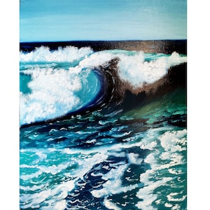 Kalifornien Malerei Ozean Original Art Kauai Seelandschaft Kunstwerk Welle Wand Kunst Öl auf Holz von TetianaTereshArt