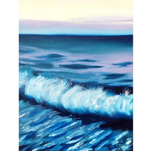 California Painting Wave Original Art Nautical Artwork Seascape Wall Art Ocean Art Surf Oil on Cardboard 12&quot; by 9&quot; by TetianaTereshArt