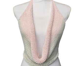 Handmade Knit Halter Top Backless Cowl Neck Crop Top Y2K Festival Fashion