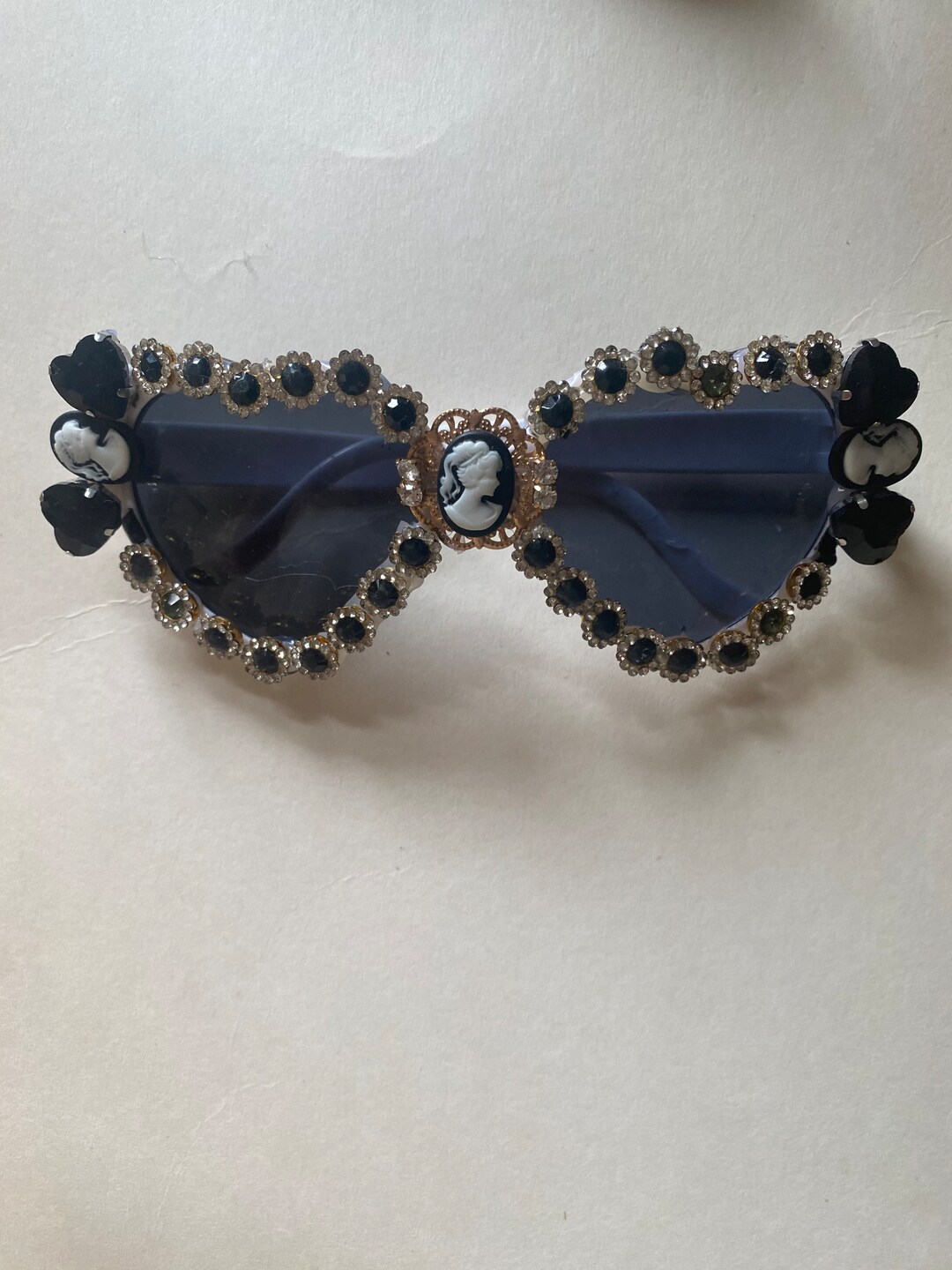 Babyhug Heart Shaped Sunglasses with Diamond Embellishment - Black