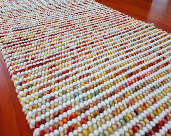 Hand Loom Chunky Wool Area Rug, Handwoven Chunky Wool Area Rug, Colorful Wool Area Rug