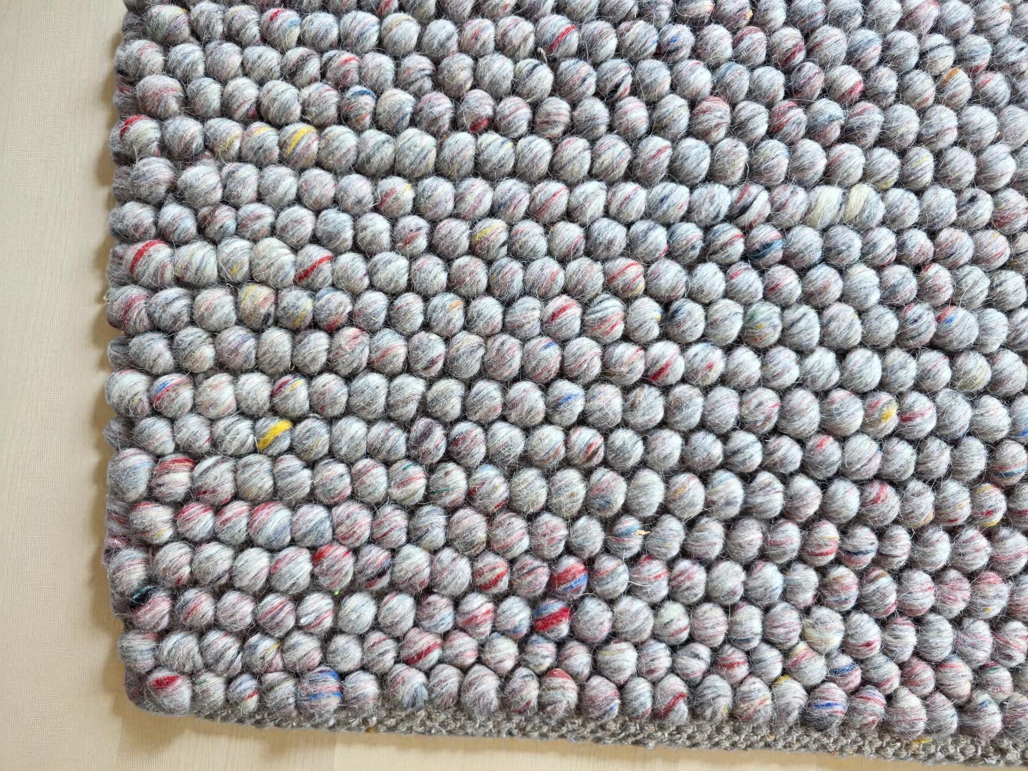 Large Loop Wool Rug Handwoven Loop Wool Rug, Large Area Chunky Wool Rug, Natural Multicolor ...