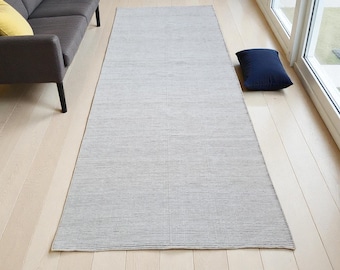 Handwoven Wool Runner Rug, Hand Loom Chunky Runner Rug, White Black Scandinavian Rug, Entryway Runner, Hallway Runner, Living  Room Rug