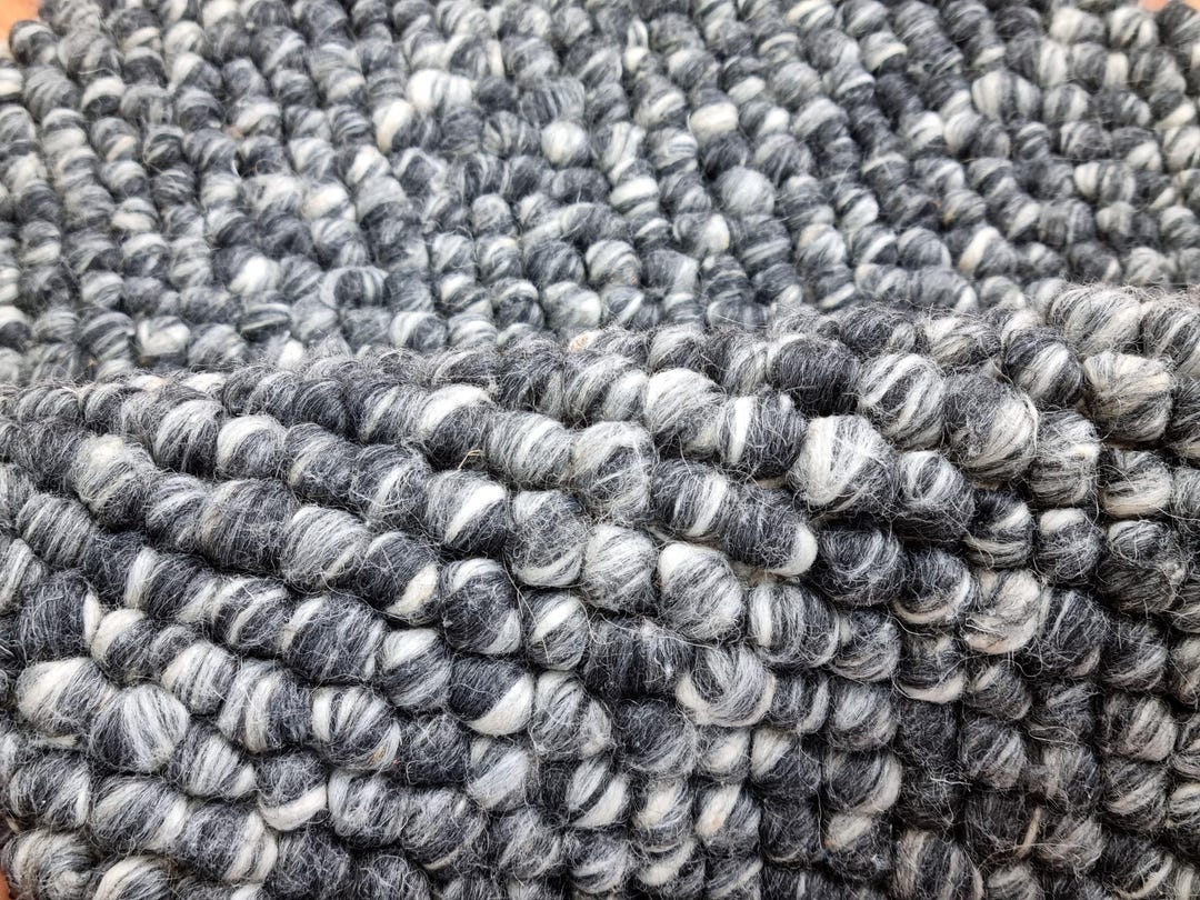 Handwoven Loop Wool Rug, Large Area Chunky Wool Rug, Navy Blue Blend ...