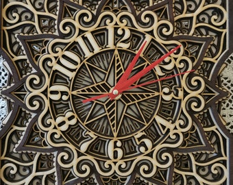 Reloj de pared cuadrado moderno de madera - Reloj de madera multicapa hecho a mano - Regalo único para la decoración del hogar