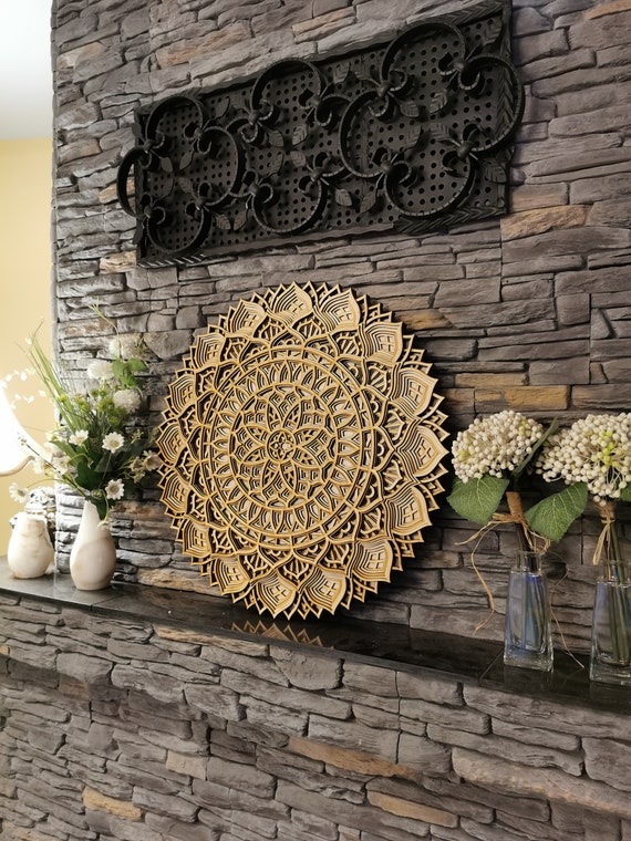 Mandala de madera elegante Arte de pared de madera hecho a mano -   España