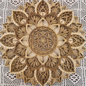 Eleganter mehrschichtiger Mandala-Wandbehang aus Holz - handgefertigte 8-Schicht-Holzkunst - Wohnkultur Geschenk