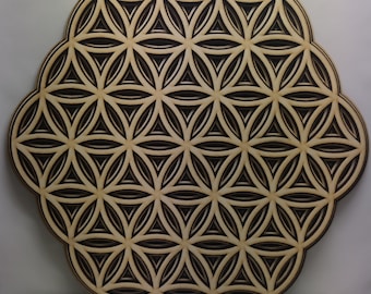 Blume des Lebens - Holzwandkunst - Heilige Geometrie Kreis Mandala - Spirituelles Wohnkultur Geschenk