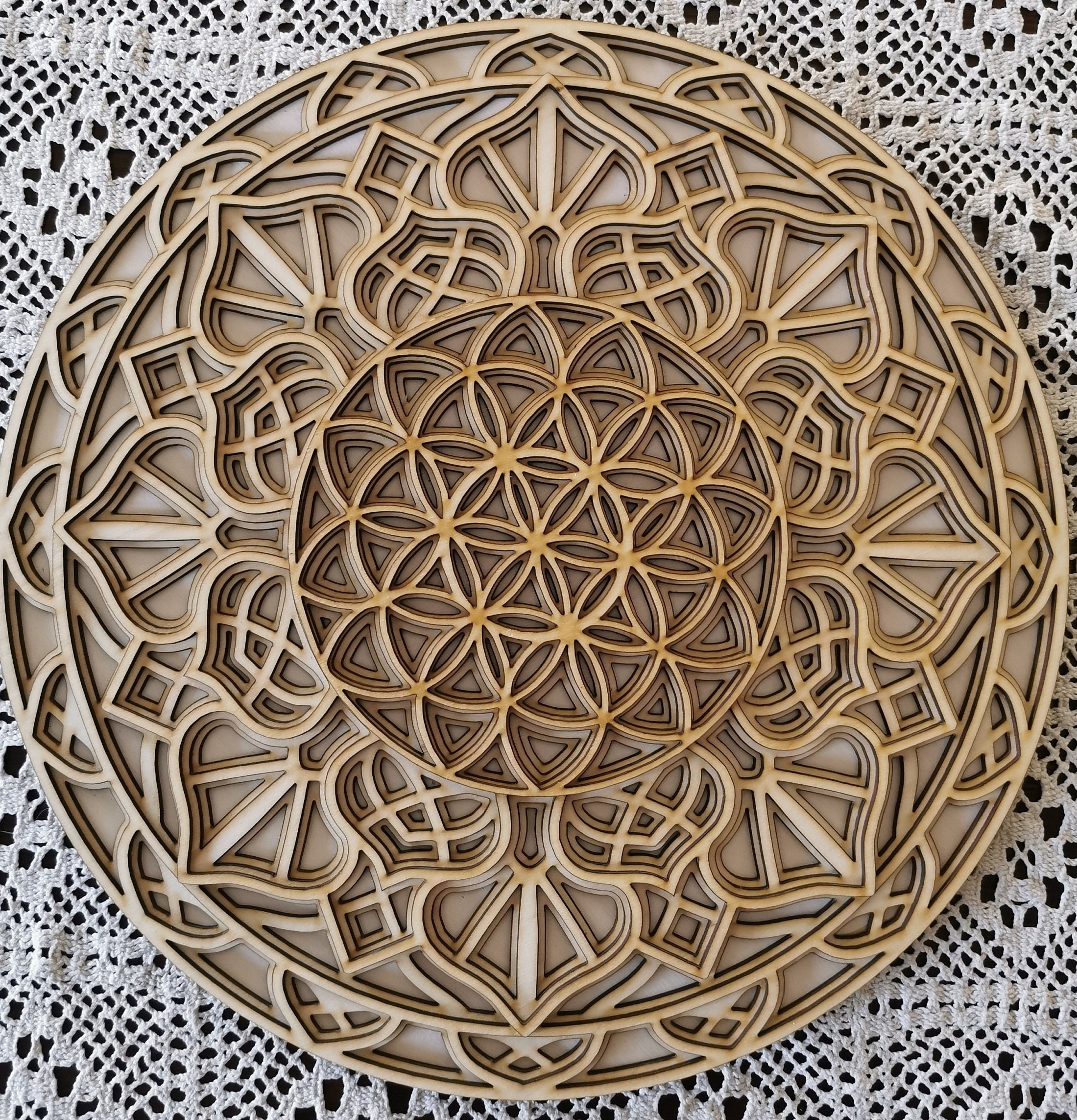 Géométrie Sacrée / Fleur de Vie mandala art mural en bois, 4