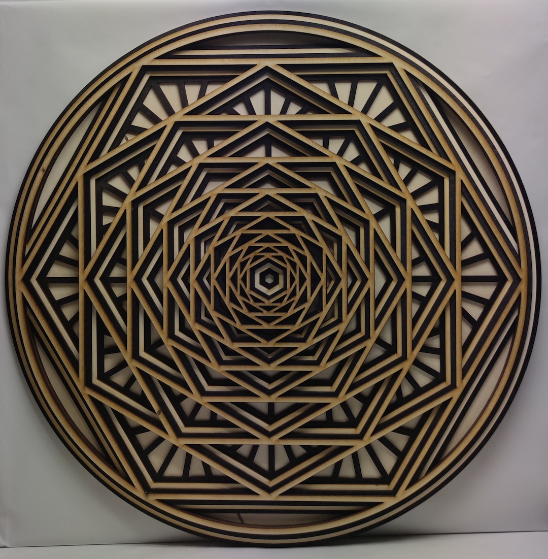 Wooden Sacred Geometry Mandala Wall Hanging - 5-layer Handmade Wood Art ...
