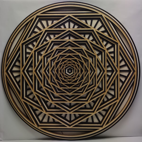 Wooden Sacred Geometry Mandala Wall Hanging - 5-Layer Handmade Wood Art - Spiritual Home Decor