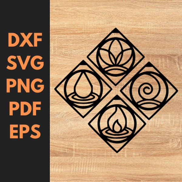 4 Elements svg Cut File PNG - DXF - SVG -   Downloadable digital file.