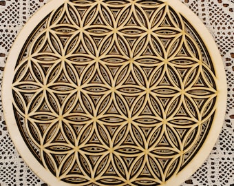 Blume des Lebens Hölzern Mandala Wand Kunst - Heilige Geometrie Kreis Holz Dekor - Spirituelles Geschenk