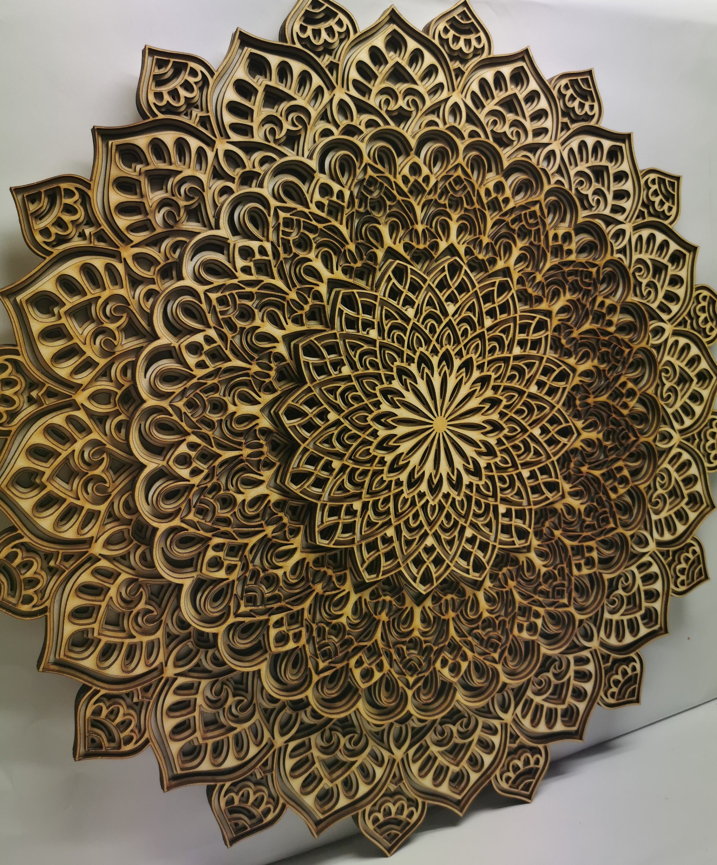 Mandala de arte de pared de madera rectangular hecha a mano -  España