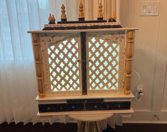 Hand painted traditional Hindu mandir; 30 inch high