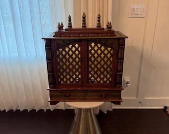 Hand painted traditional Hindu mandir; 30 inch high