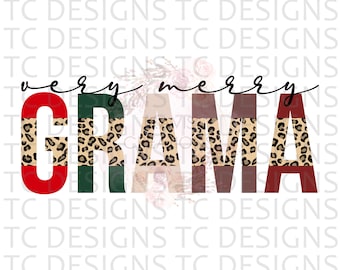 Very Merry Grama PNG Digital Download For Sublimation Or DTG Printing, Christmas Design Downloads, Leopard Print, PNG