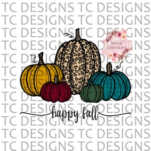 Happy Fall Pumpkins PNG Digital Download For Sublimation Or DTG Printing, Fall Design Downloads, Leopard Print, PNG