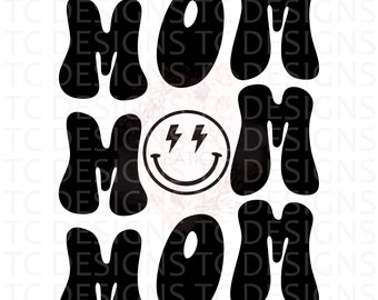 Mom Smiley Face SVG, Retro Mom Smiley Face PNG, Mother's Day Svg,  Mom SVG,
