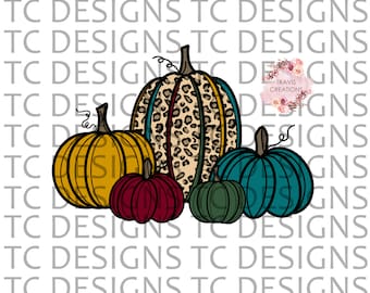 Fall Pumpkins PNG For Sublimation & DTG Printing, Fall PNG Designs, Instant Download, Leopard Fall Sublimation Design